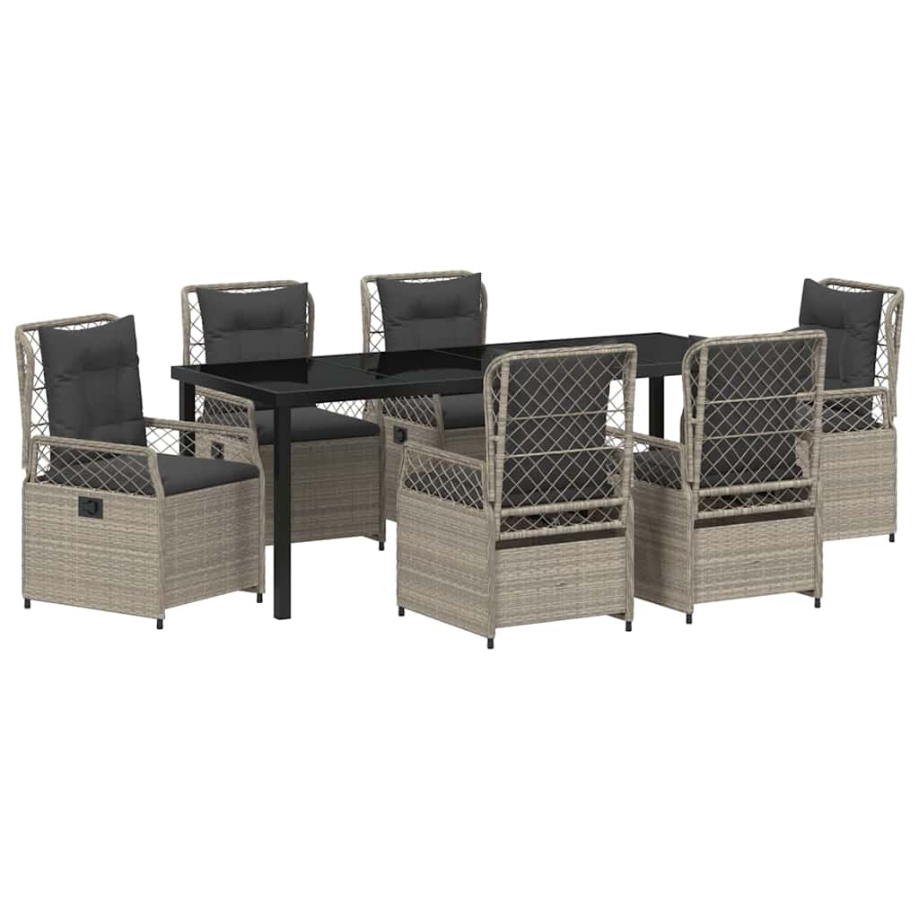 Garten Essgruppe 7 pcs Hellgrau Poly-Rattan
