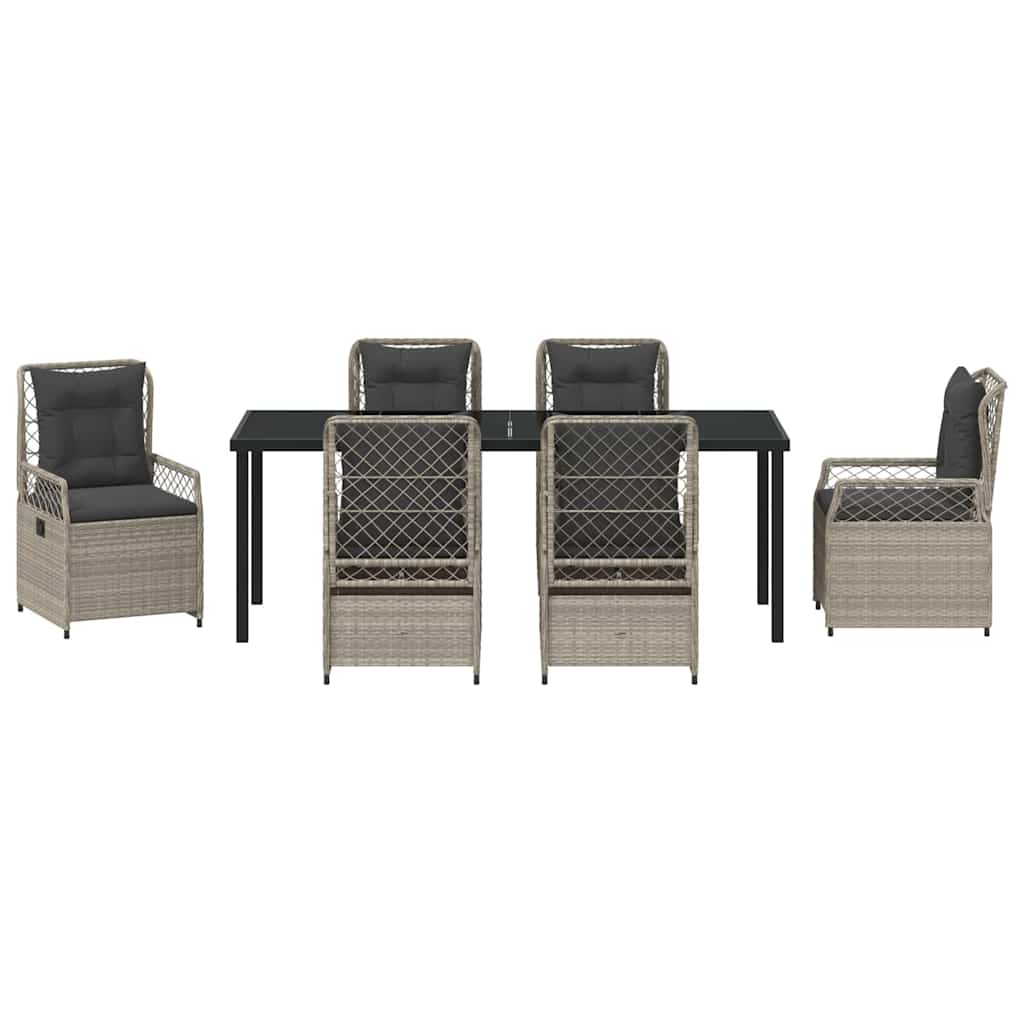 Garten Essgruppe 7 pcs Hellgrau Poly-Rattan