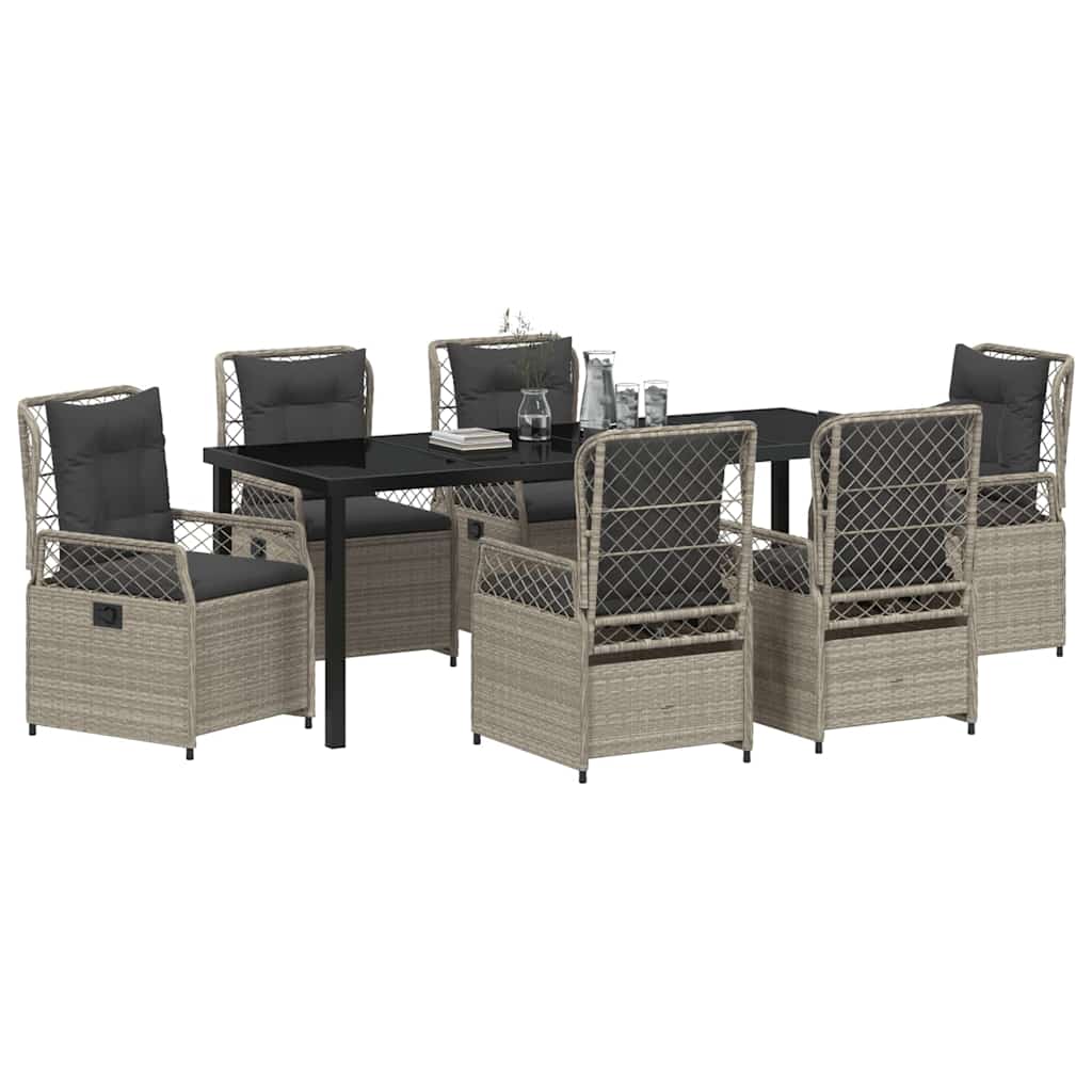 Garten Essgruppe 7 pcs Hellgrau Poly-Rattan