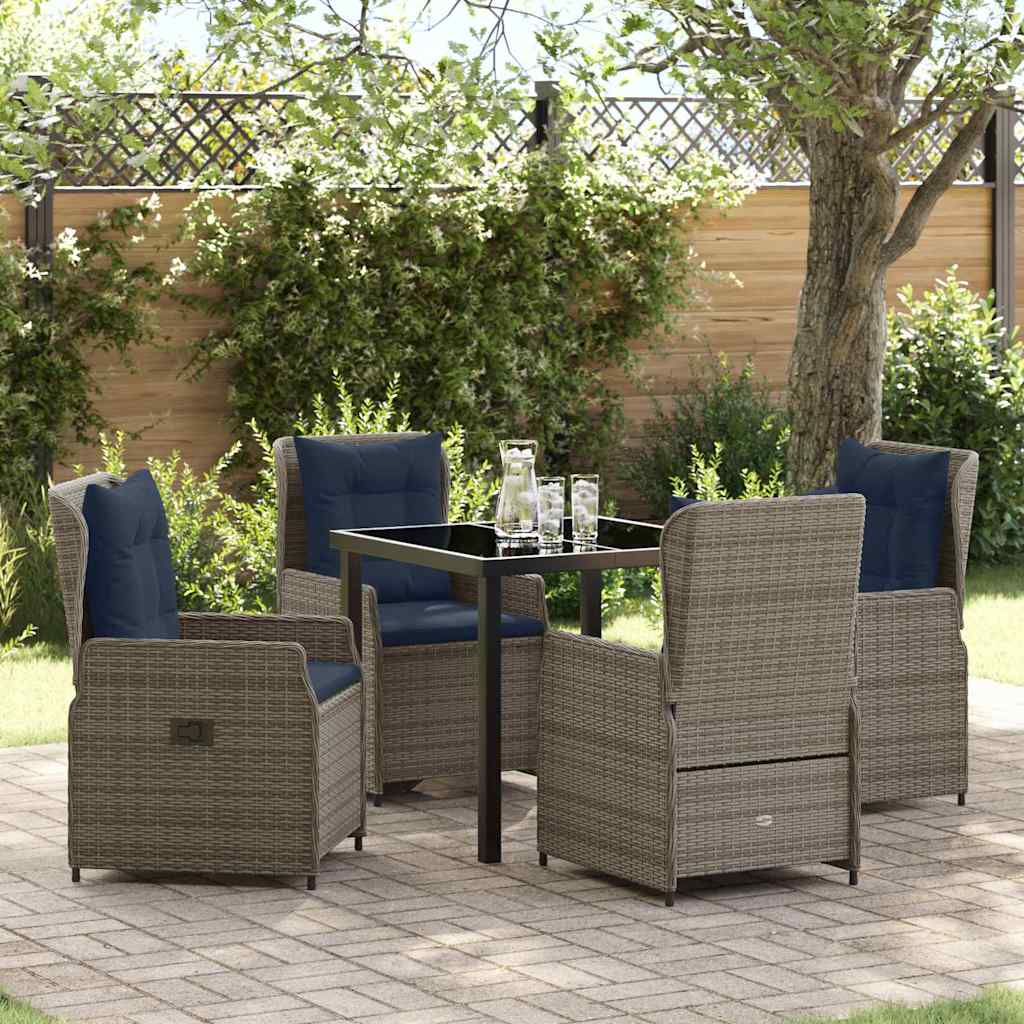 Garten Essgruppe mit Kissen 5 pcs Grau Poly Rattan