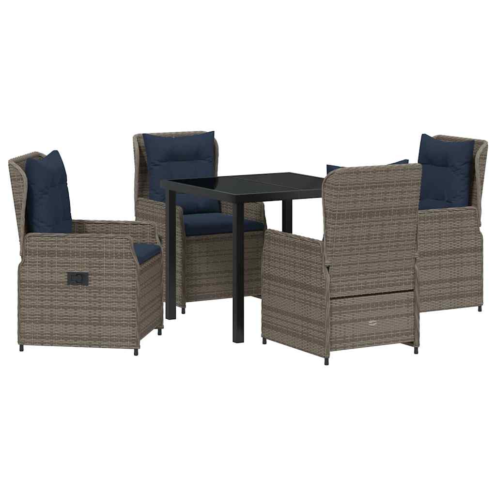 Garten Essgruppe mit Kissen 5 pcs Grau Poly Rattan