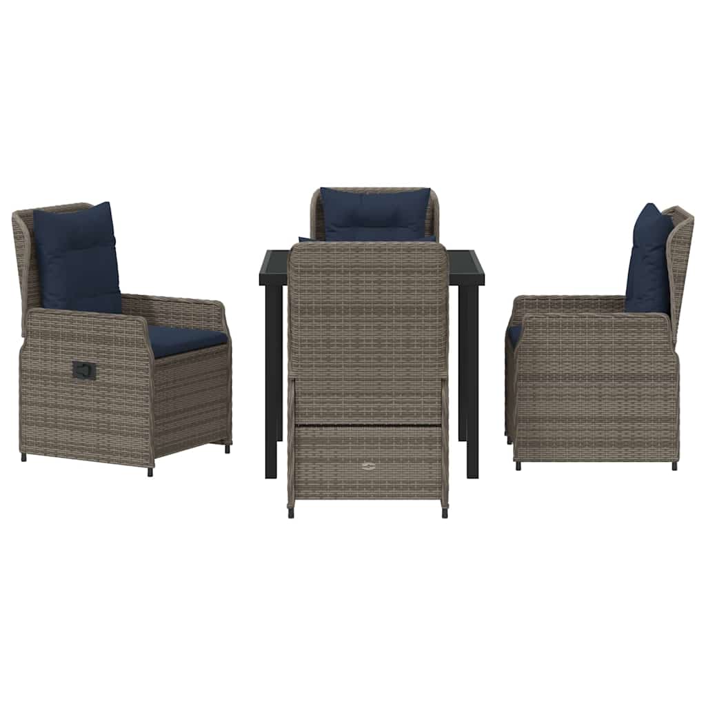Garten Essgruppe mit Kissen 5 pcs Grau Poly Rattan