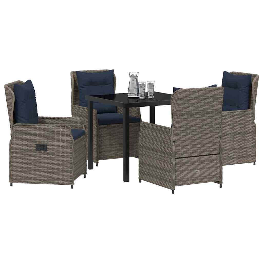 Garten Essgruppe mit Kissen 5 pcs Grau Poly Rattan