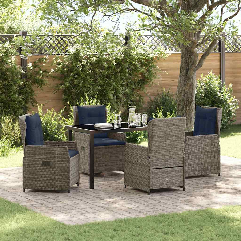 Garten Essgruppe mit Kissen 5 pcs Grau Poly Rattan