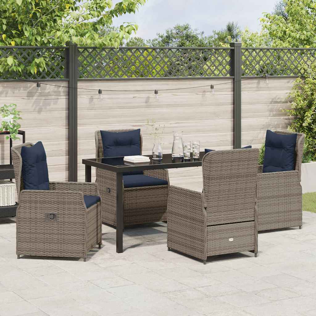 Garten Essgruppe mit Kissen 5 pcs Grau Poly Rattan