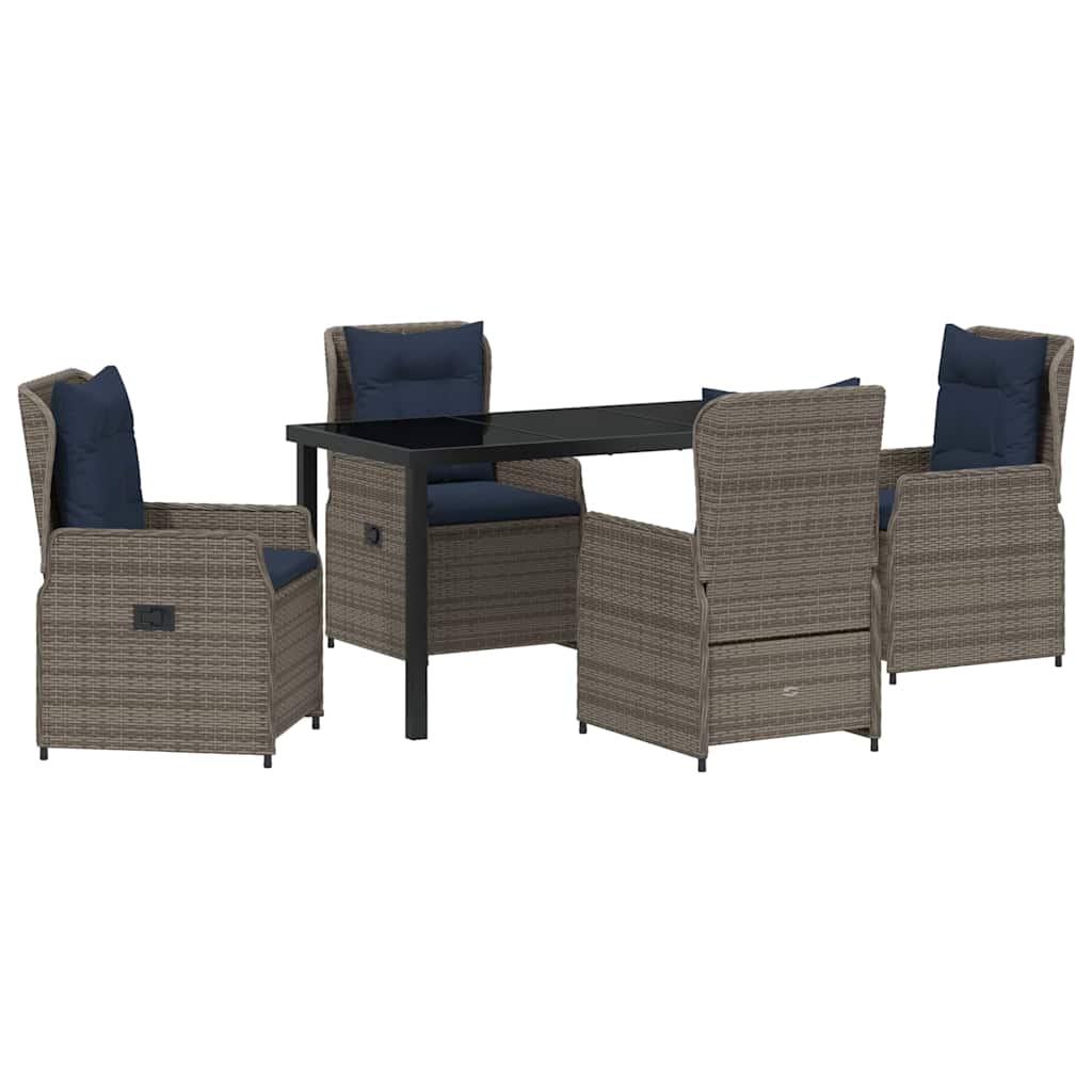 Garten Essgruppe mit Kissen 5 pcs Grau Poly Rattan