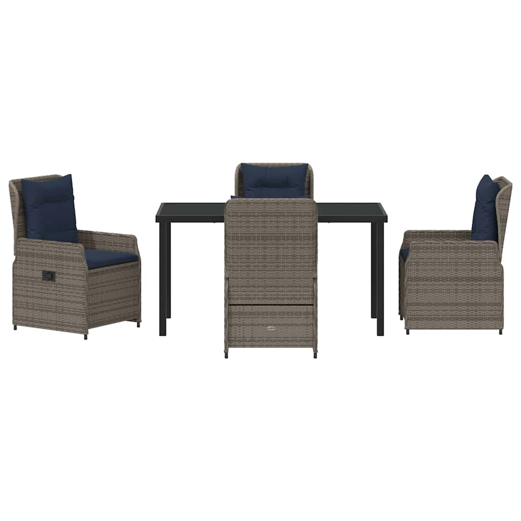 Garten Essgruppe mit Kissen 5 pcs Grau Poly Rattan