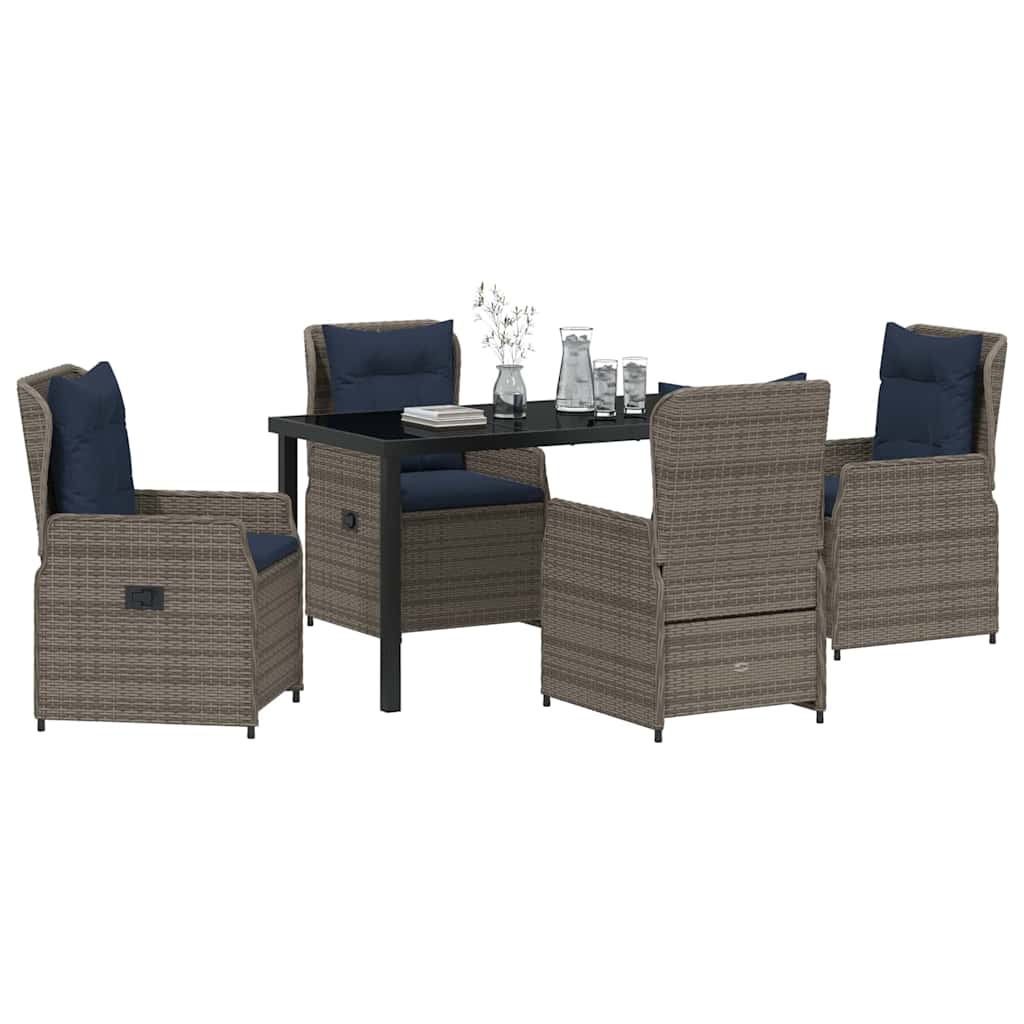 Garten Essgruppe mit Kissen 5 pcs Grau Poly Rattan