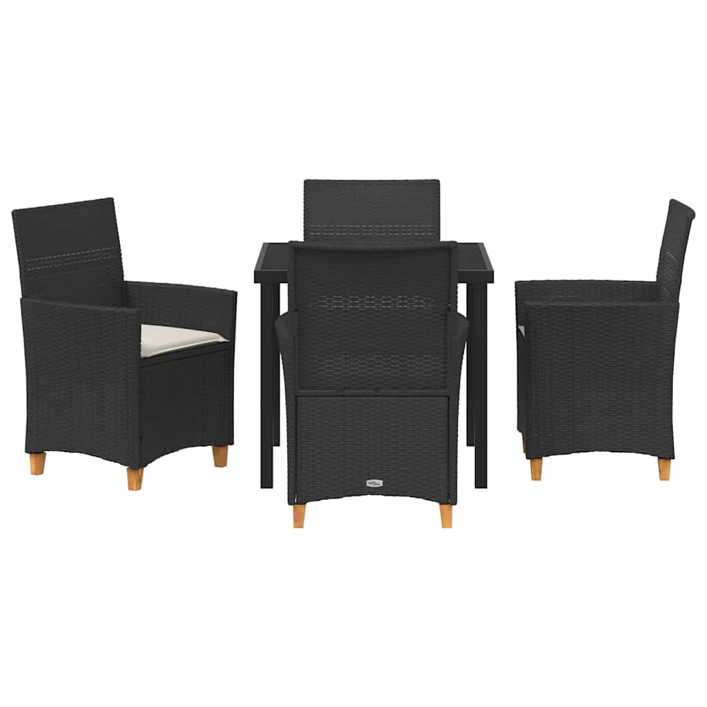 Garten Essgruppe 5 pcs Schwarz Poly-Rattan