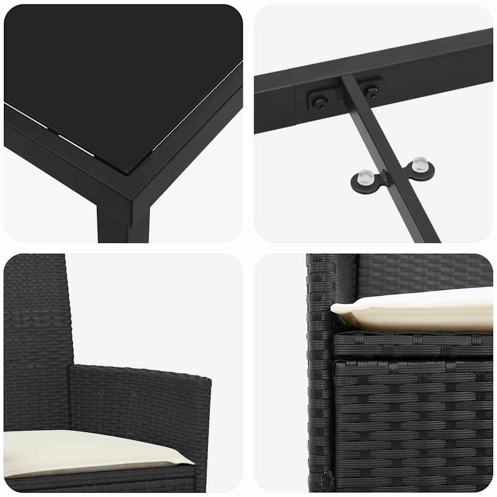 Garten Essgruppe 5 pcs Schwarz Poly-Rattan