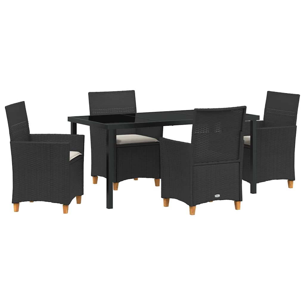 Garten Essgruppe 5 pcs Schwarz Poly-Rattan