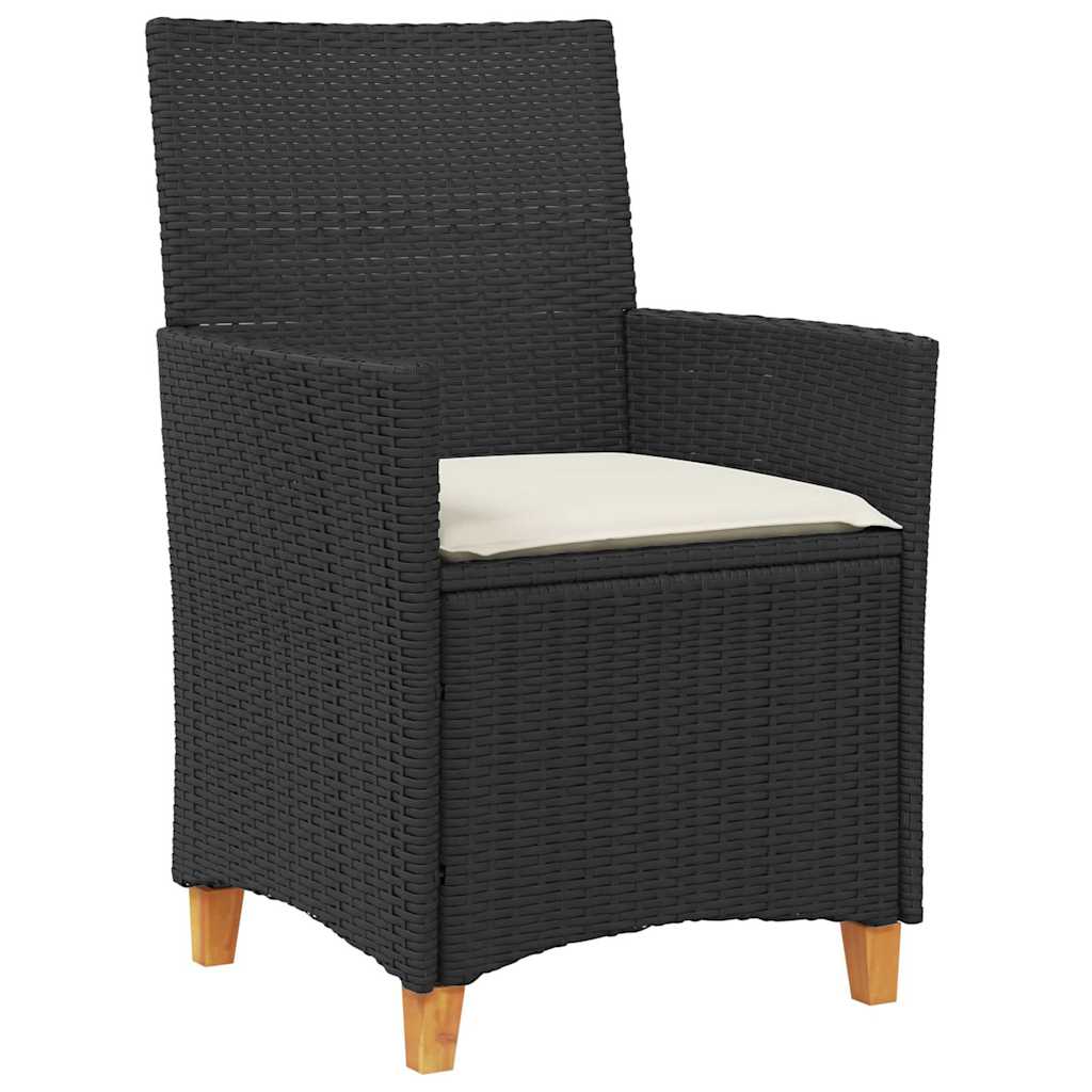 Garten Essgruppe 7 pcs Schwarz Poly-Rattan