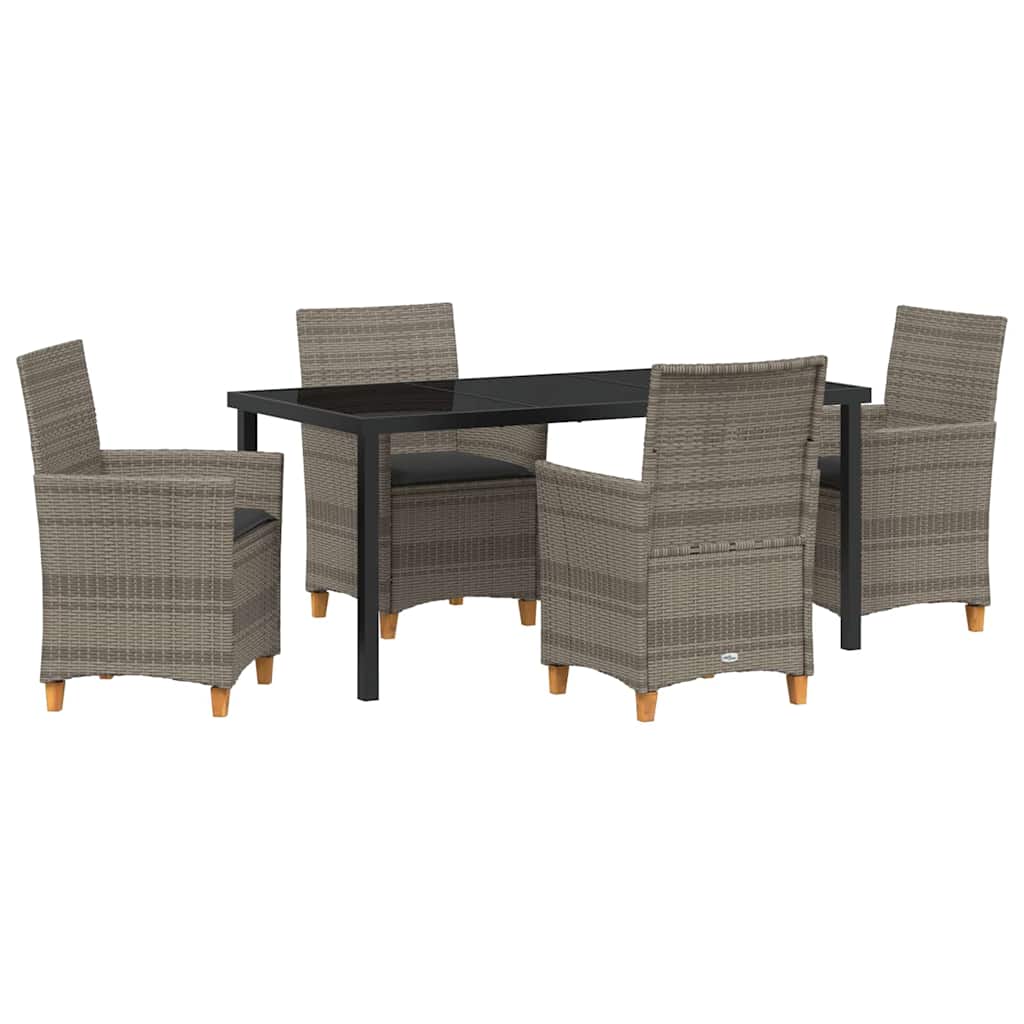 Garten Essgruppe 5 pcs Grau Poly-Rattan