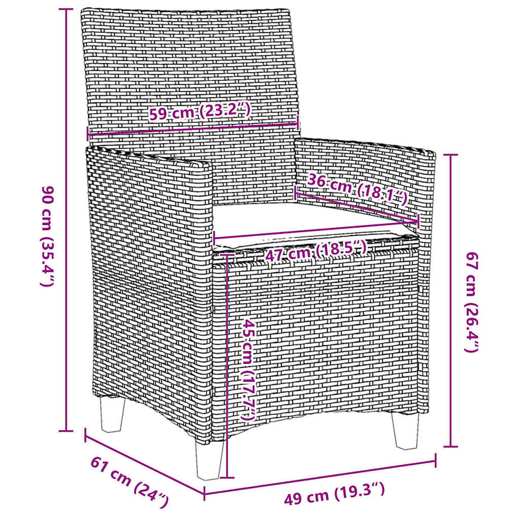Garten Essgruppe 7 pcs Grau Poly-Rattan