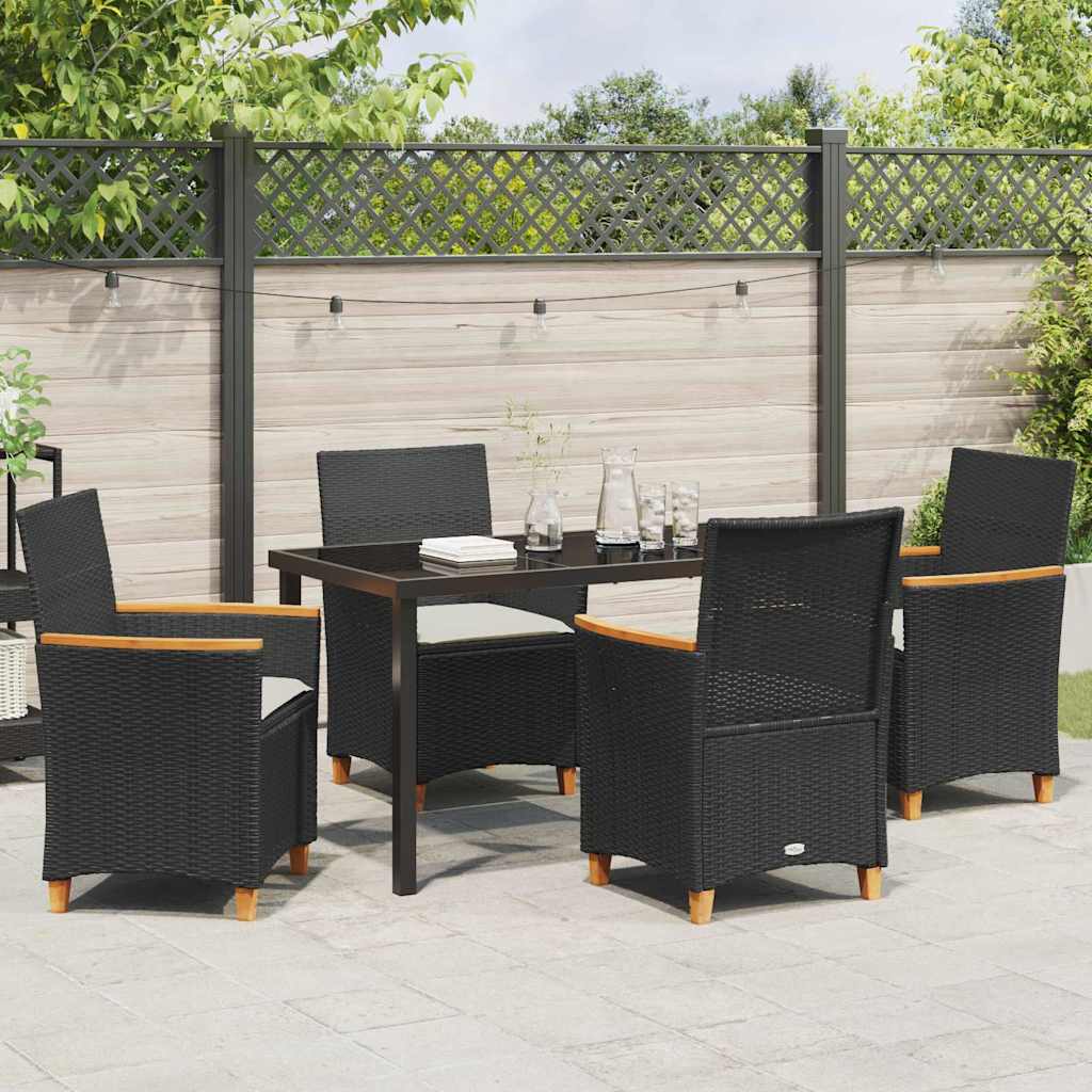 Garten Essgruppe 5 pcs Schwarz Poly-Rattan