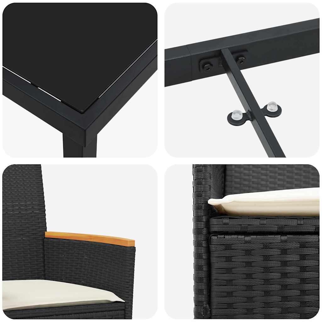Garten Essgruppe 5 pcs Schwarz Poly-Rattan