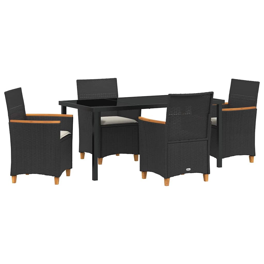 Garten Essgruppe 5 pcs Schwarz Poly-Rattan