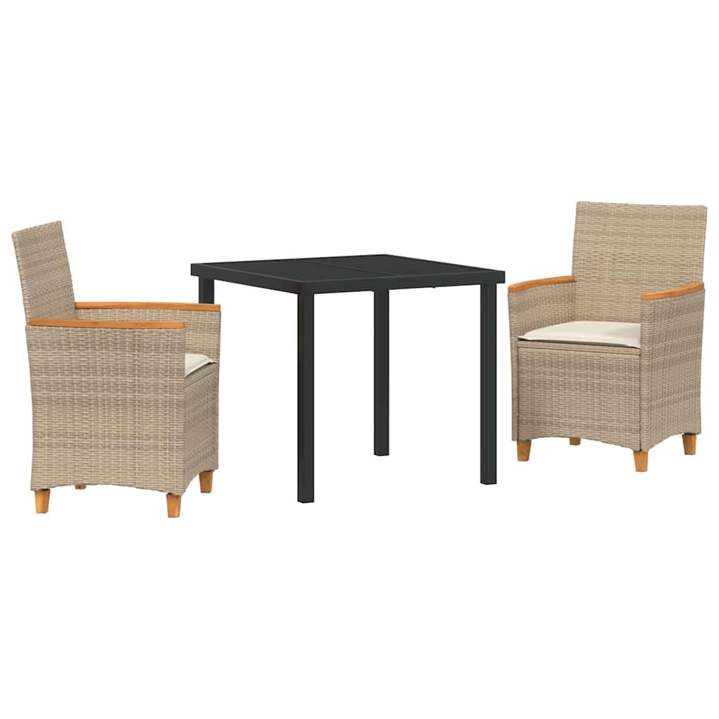 Garten Essgruppe 3 pcs Beige Poly-Rattan