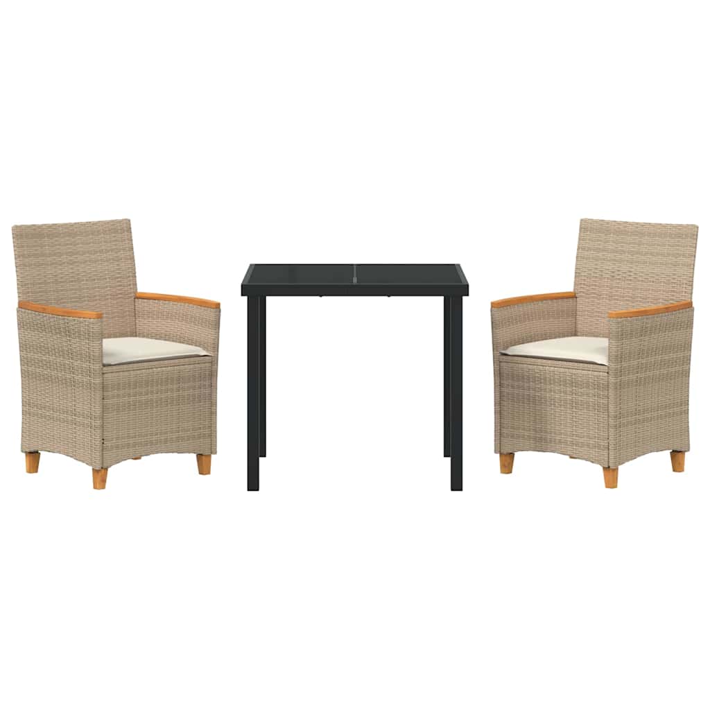 Garten Essgruppe 3 pcs Beige Poly-Rattan