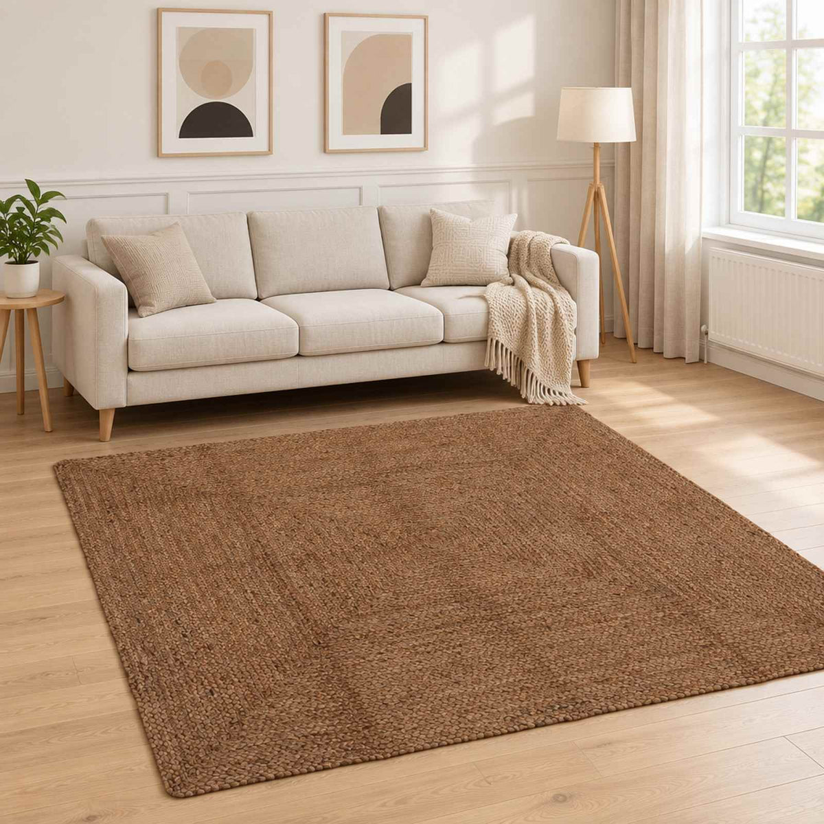 Bereichsteppich Grau 200 x 200 cm Jute