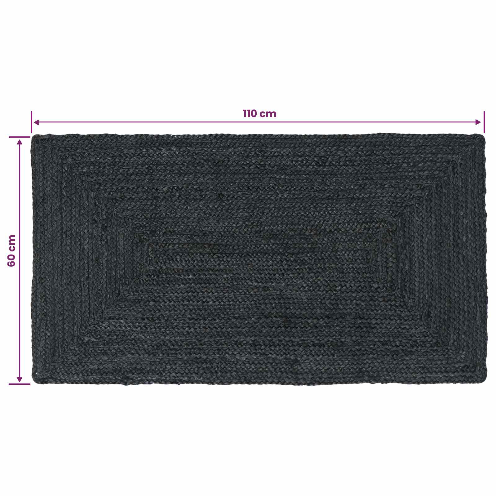 Bereichsteppiche Rechtwinklig Dunkelgrau 60 x 110 cm Jute