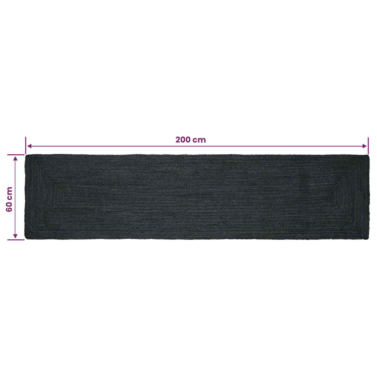 Bereichsteppiche Rechtwinklig Dunkelgrau 60 x 200 cm Jute