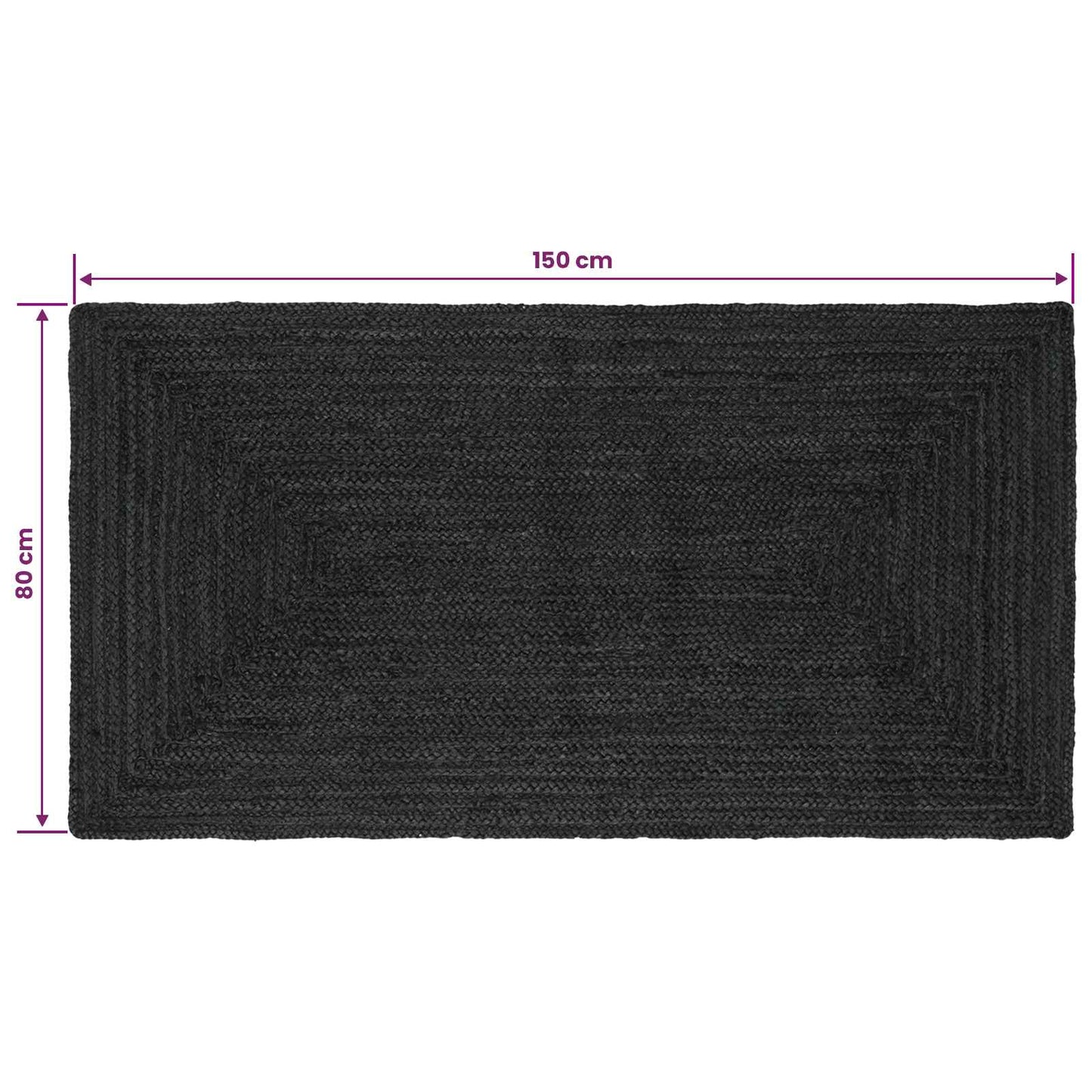 Bereichsteppiche Rechtwinklig Dunkelgrau 80 x 150 cm Jute