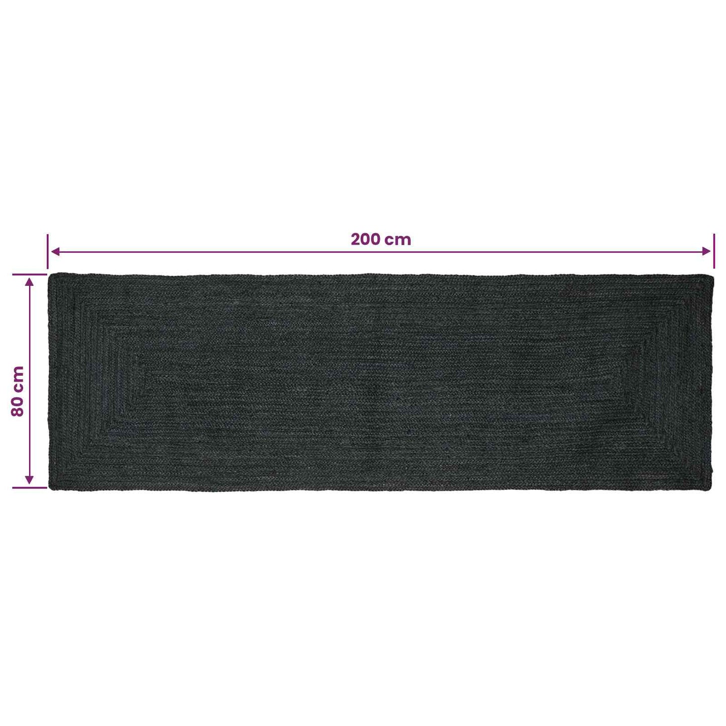 Bereichsteppiche Rechtwinklig Dunkelgrau 80 x 200 cm Jute