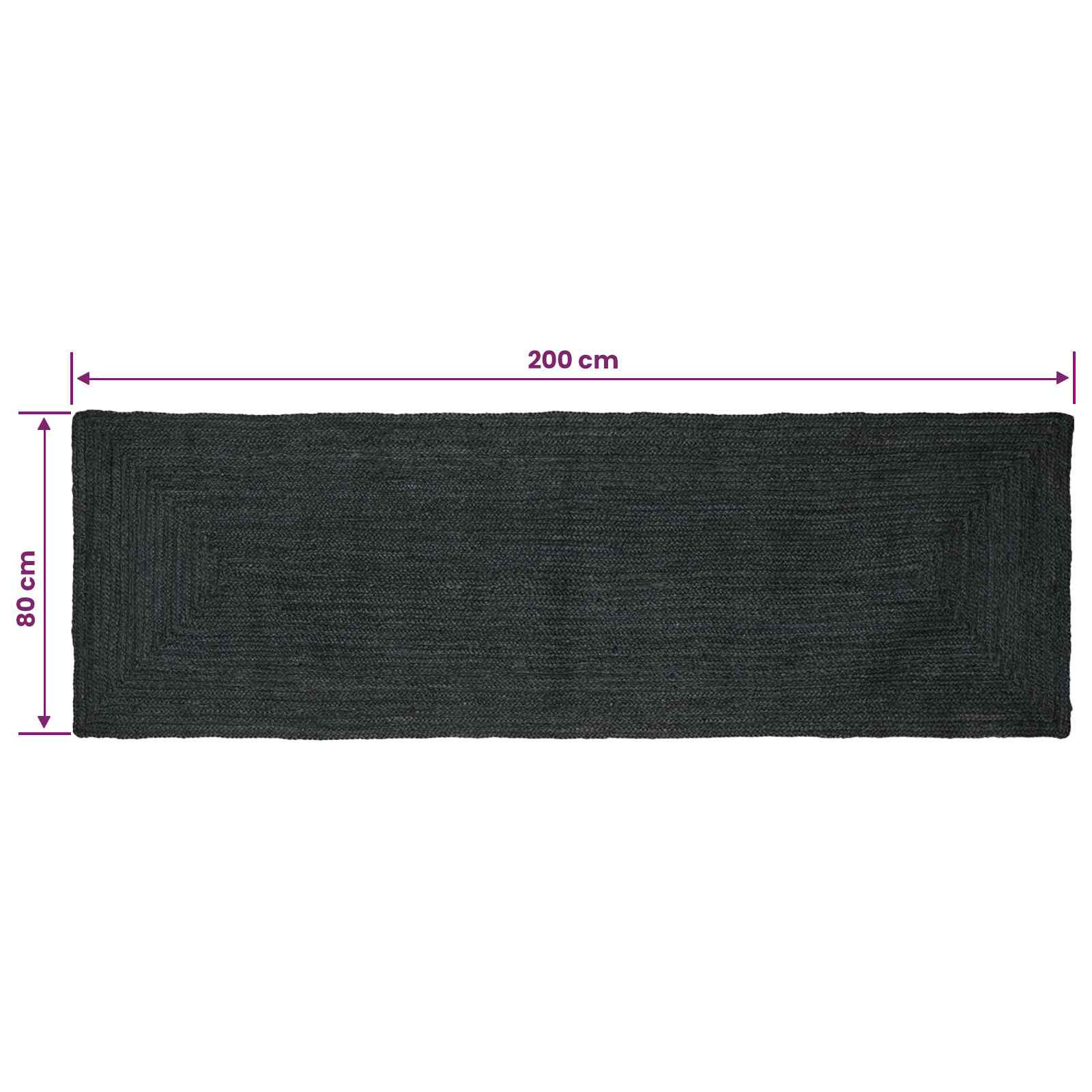 Bereichsteppiche Rechtwinklig Dunkelgrau 80 x 200 cm Jute