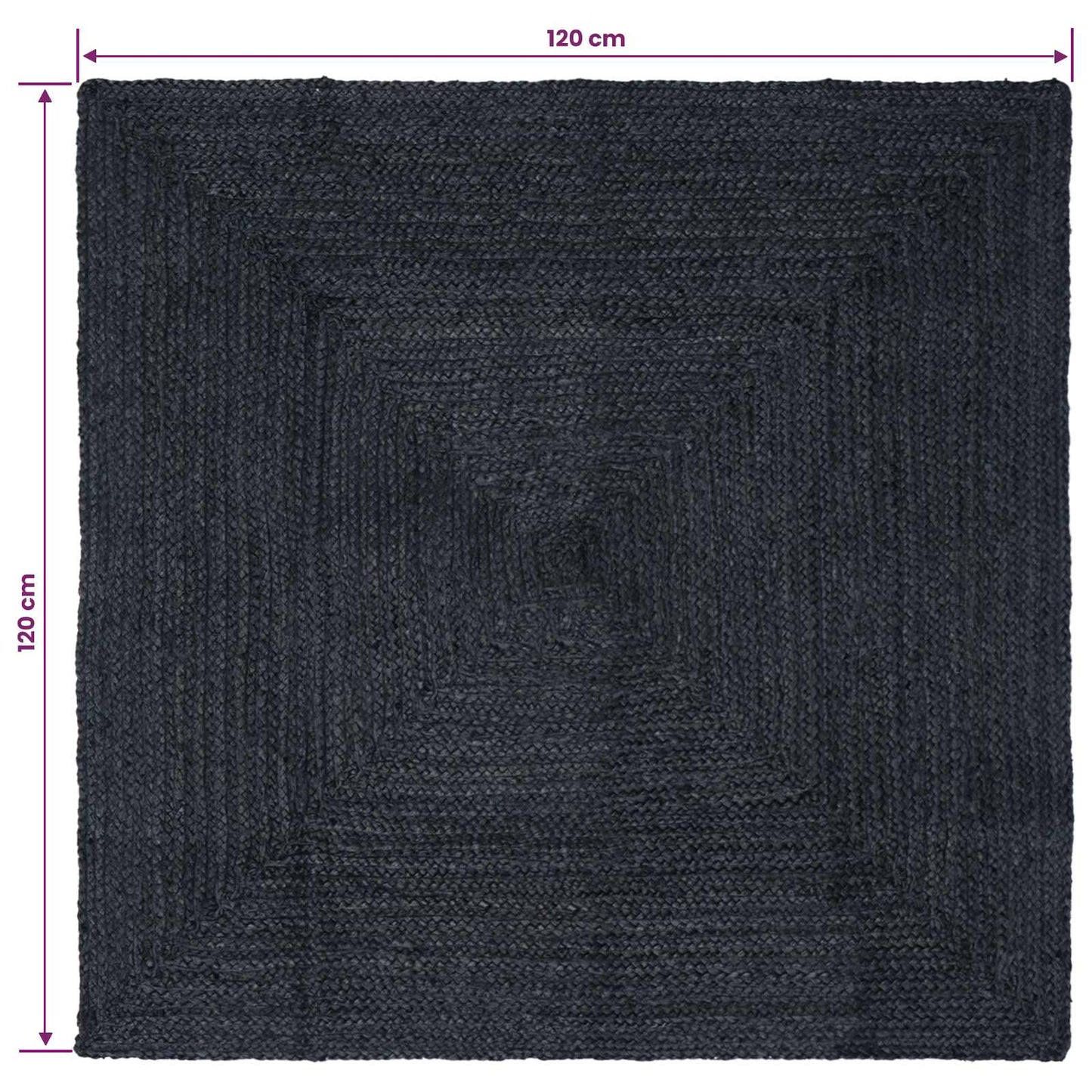 Bereichsteppiche Rechtwinklig Dunkelgrau 120 x 120 cm Jute