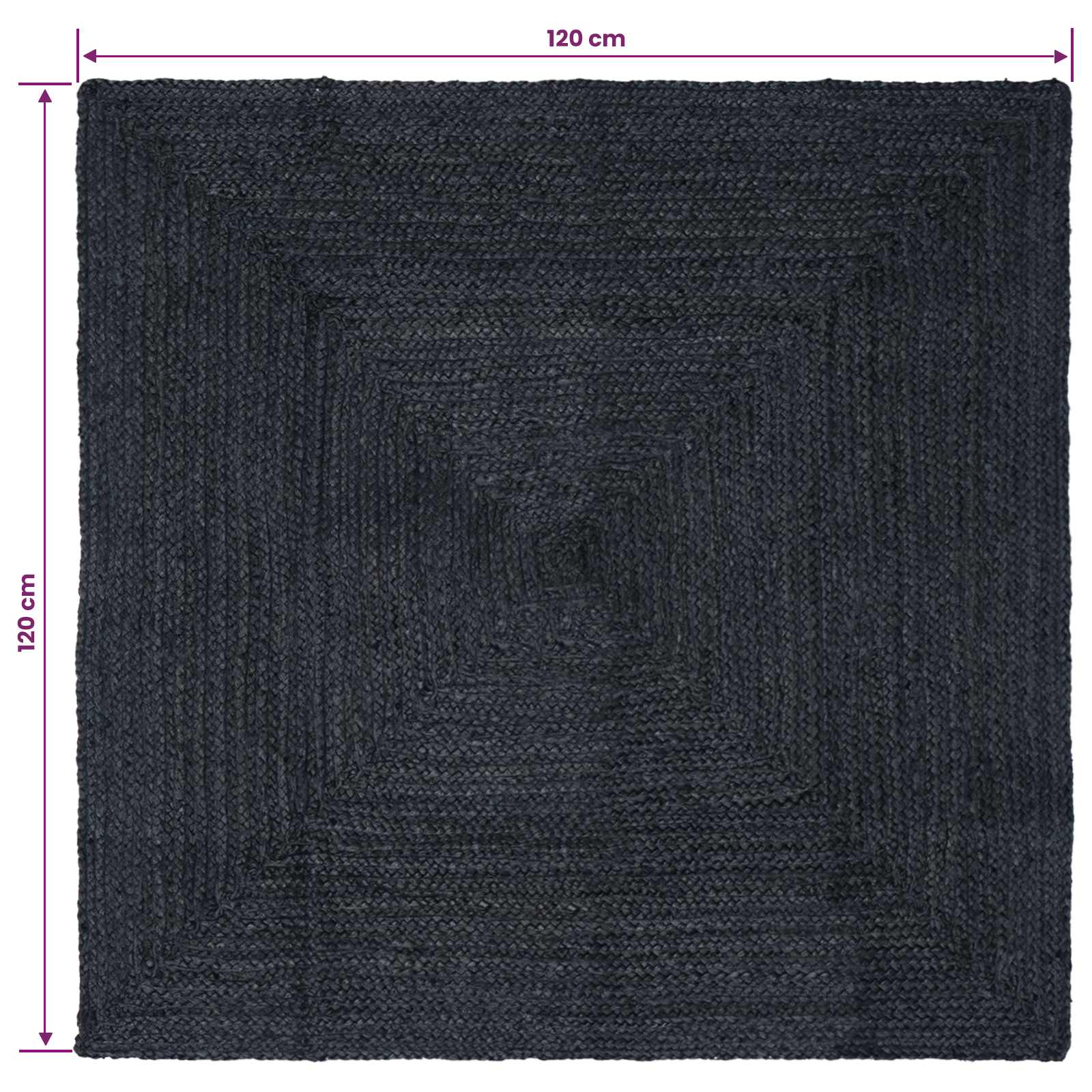 Bereichsteppiche Rechtwinklig Dunkelgrau 120 x 120 cm Jute