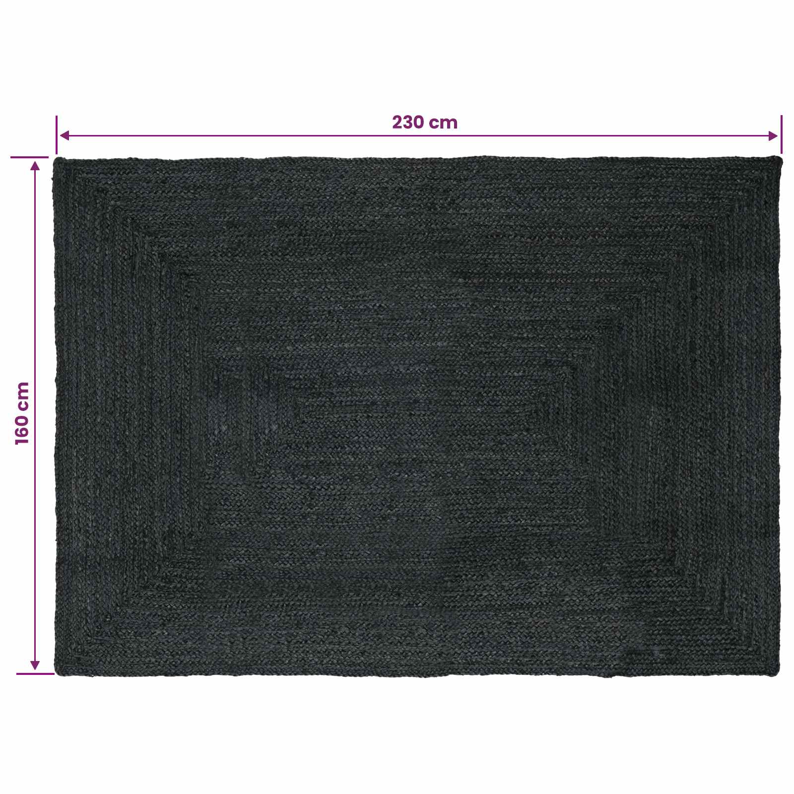 Bereichsteppiche Rechtwinklig Dunkelgrau 160 x 230 cm Jute