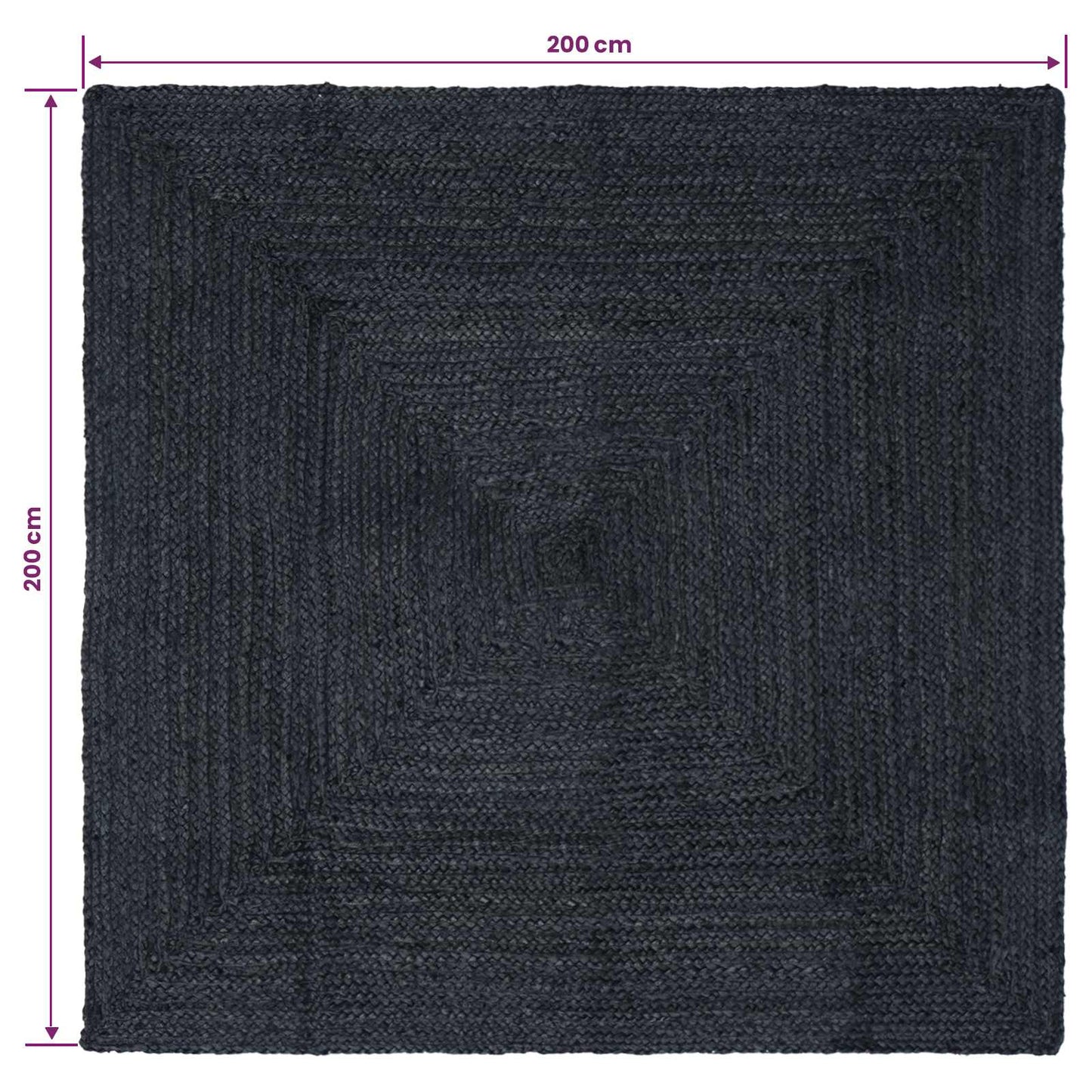 Bereichsteppiche Quadratisch Dunkelgrau 200 x 200 cm Jute