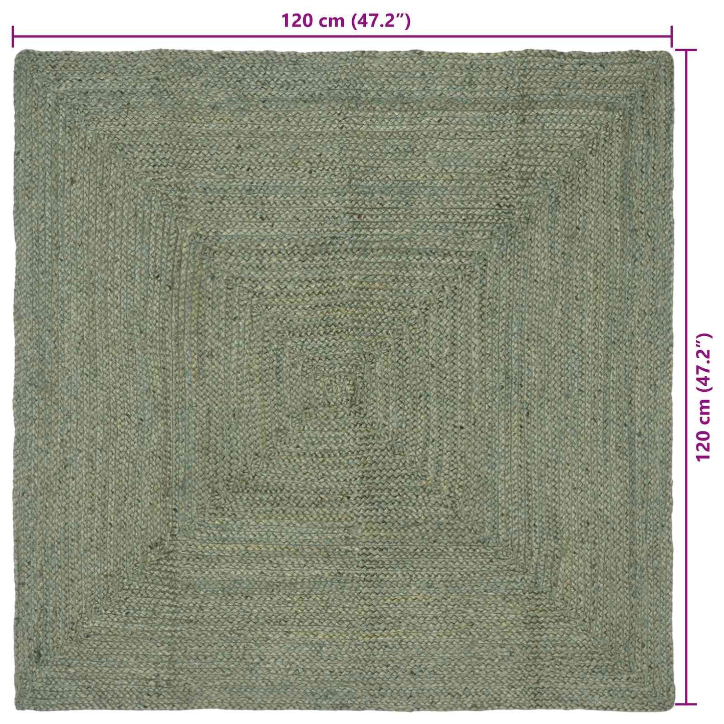 Bereichsteppiche Rechtwinklig Olive Grün 120 x 120 cm Jute