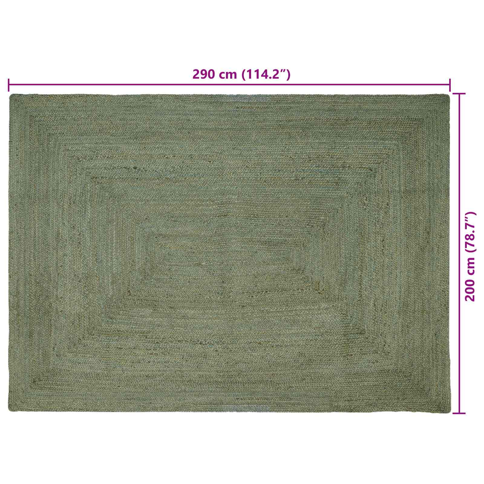 Bereichsteppiche Rechtwinklig Olive Grün 200 x 290 cm Jute