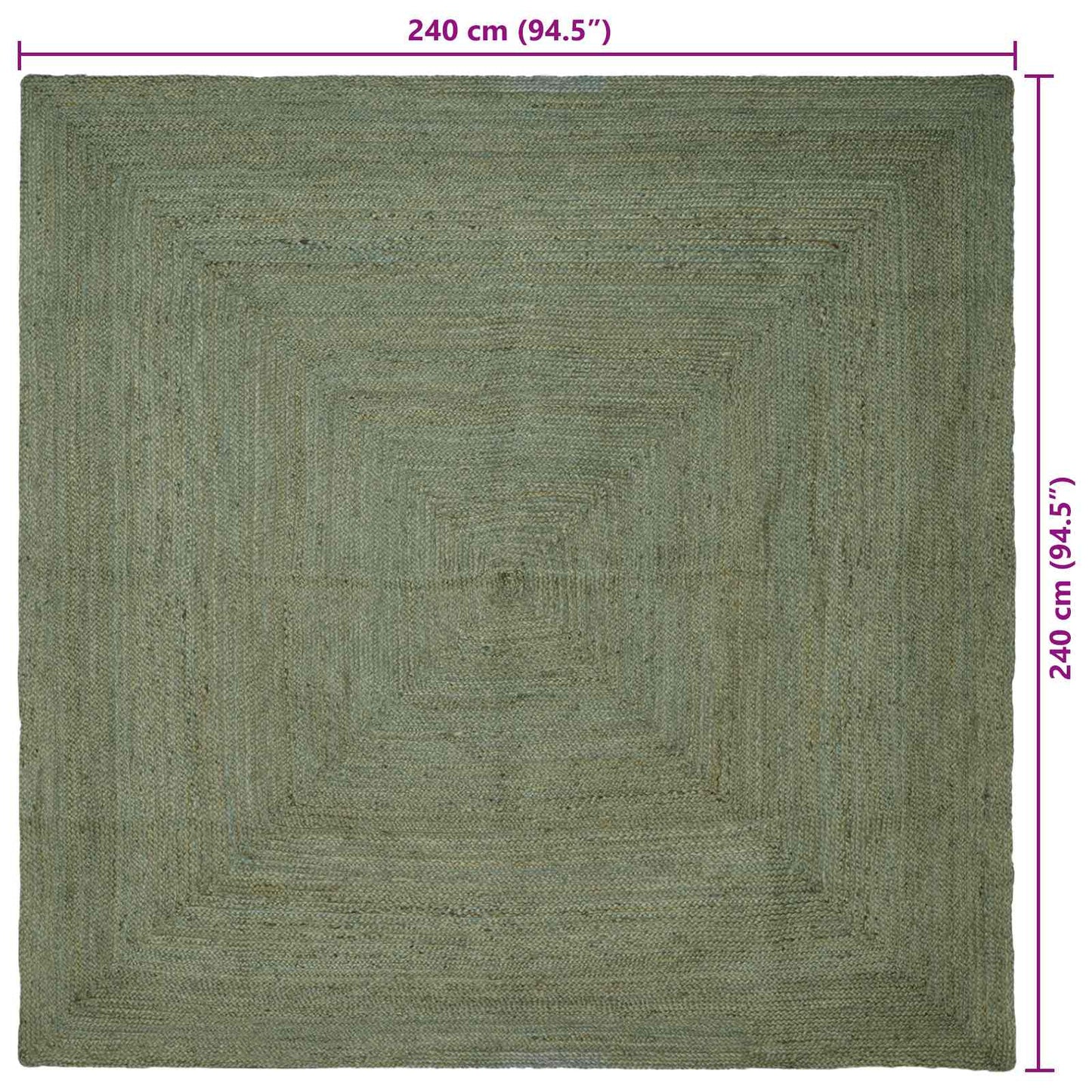 Bereichsteppiche Quadratisch Olive Grün 240 x 240 cm Jute