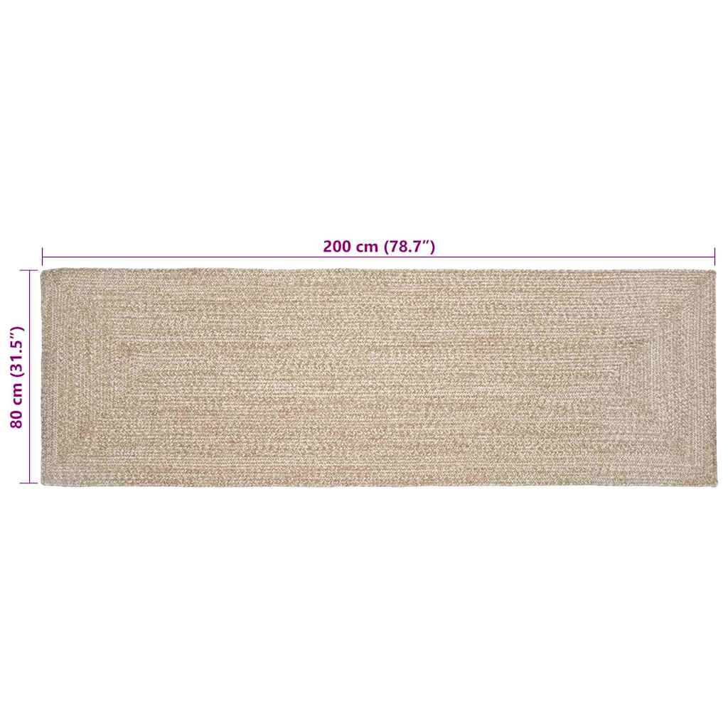 Bereichsteppiche Natürlich und Weiß 80 x 200 cm Jute