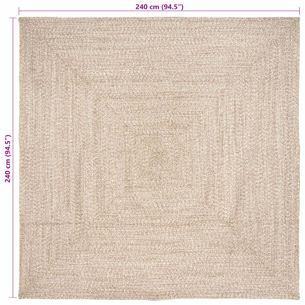 Bereichsteppiche Natürlich und Weiß 240 x 240 cm Jute