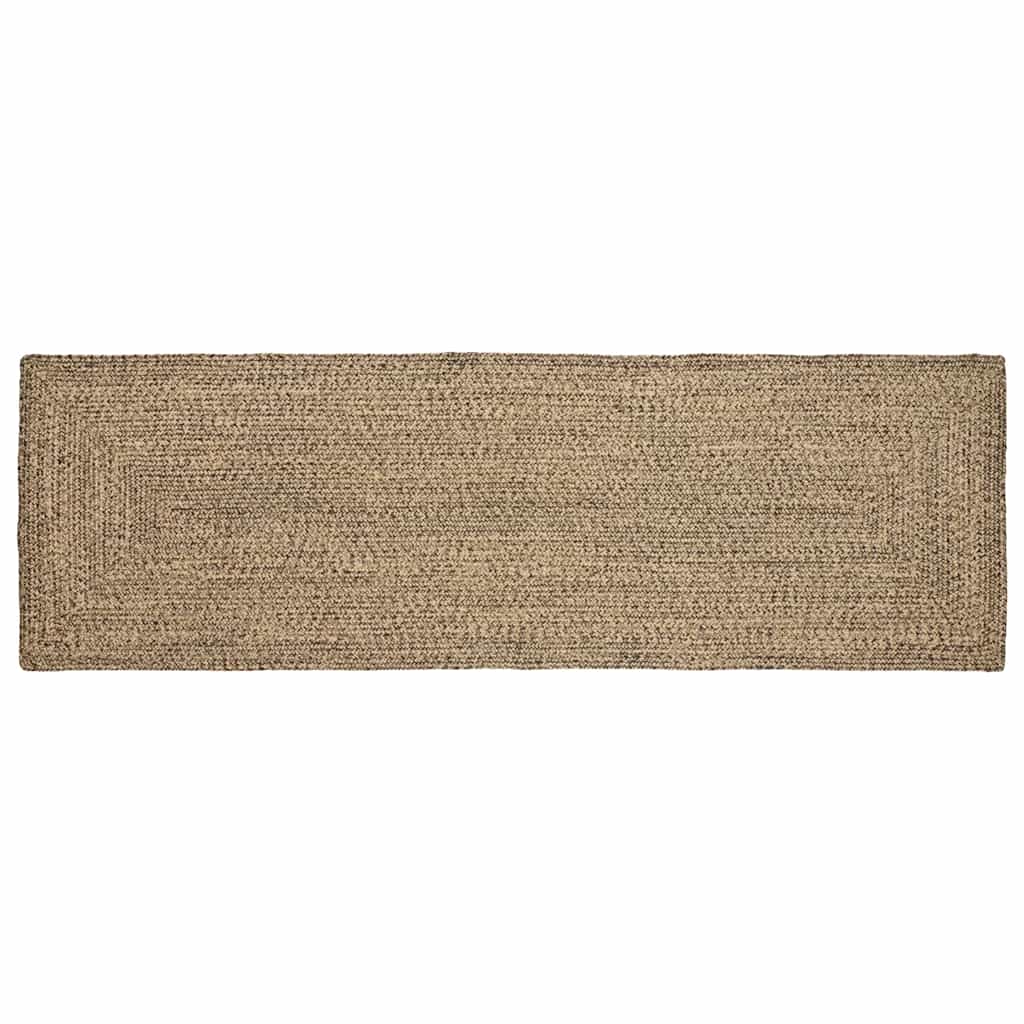Teppich Natur und Schwarz 80 x 200 cm Jute
