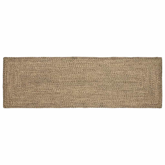 Teppich Natur und Schwarz 80 x 300 cm Jute