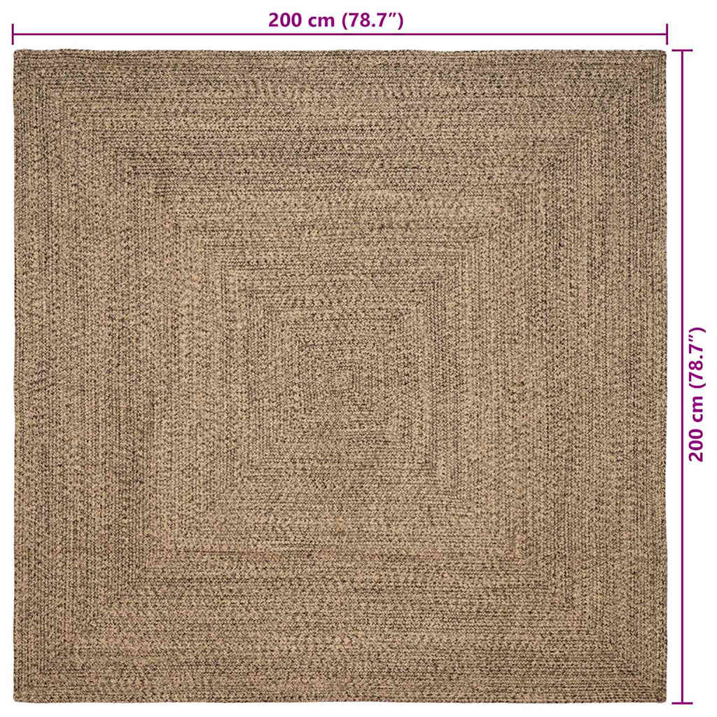 Teppich Natur und Schwarz 200 x 200 cm Jute