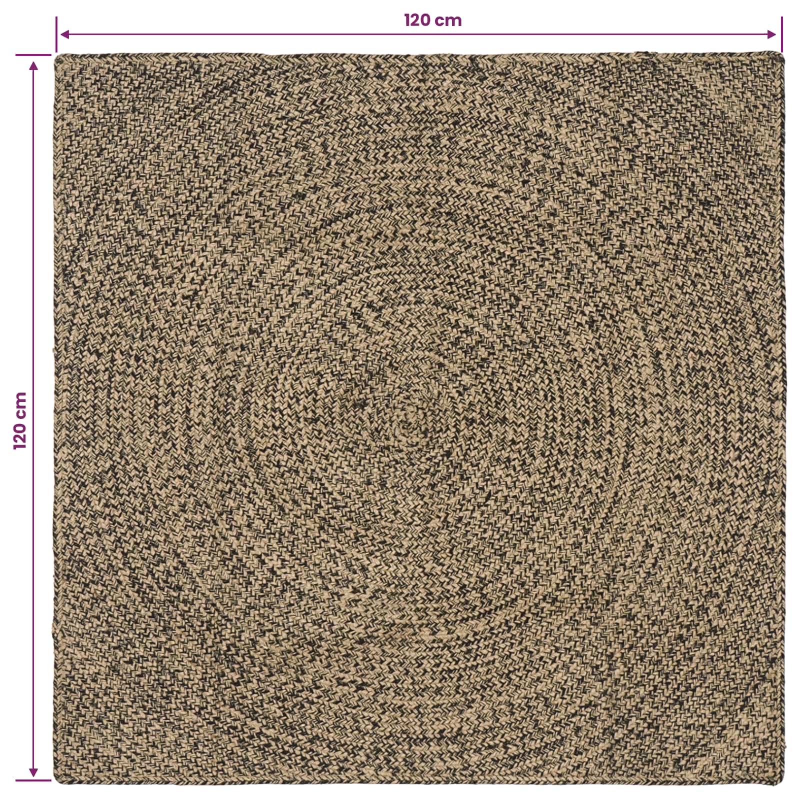 Bereichsteppiche Natürlich und Schwarz 120 x 120 cm Jute