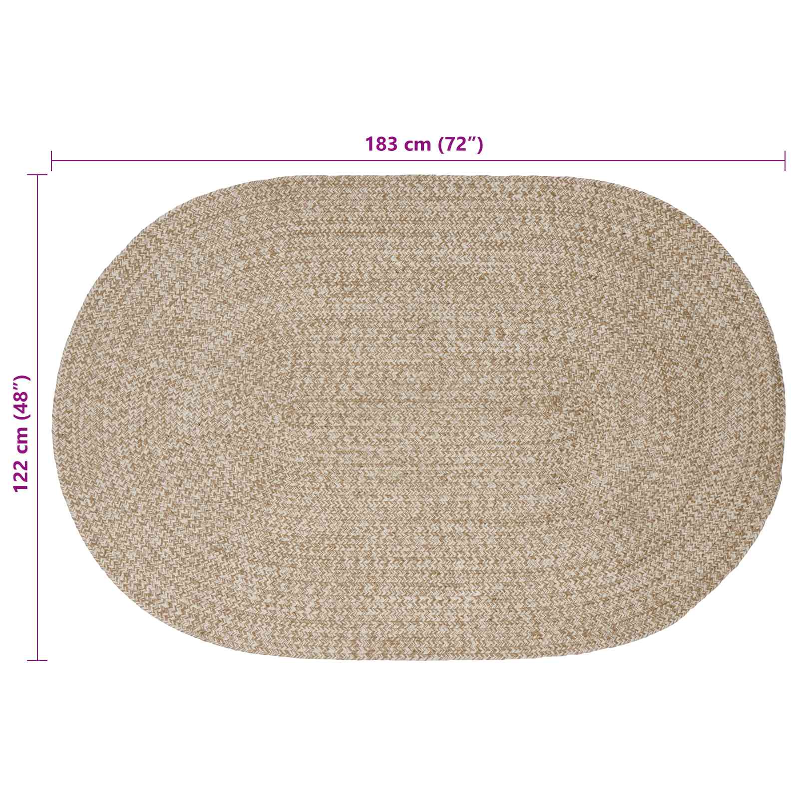 Bereichsteppiche Weiß 122 x 183 cm Jute