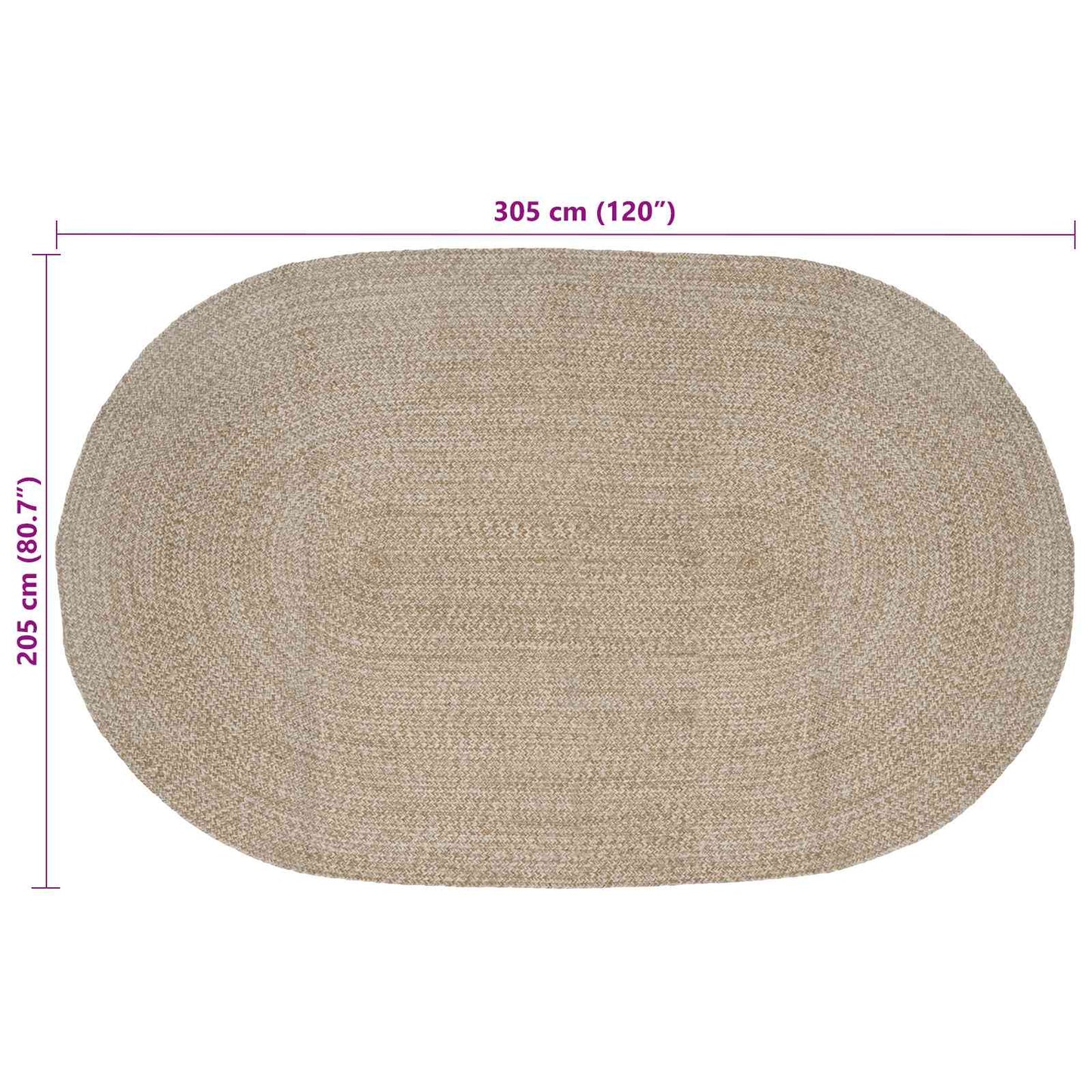 Bereichsteppiche Weiß 205 x 305 cm Jute