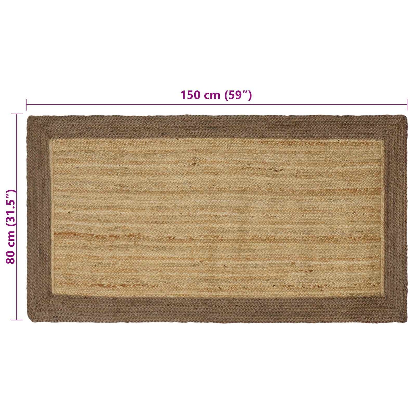 Bereichsteppiche Grau 80 x 150 cm Jute