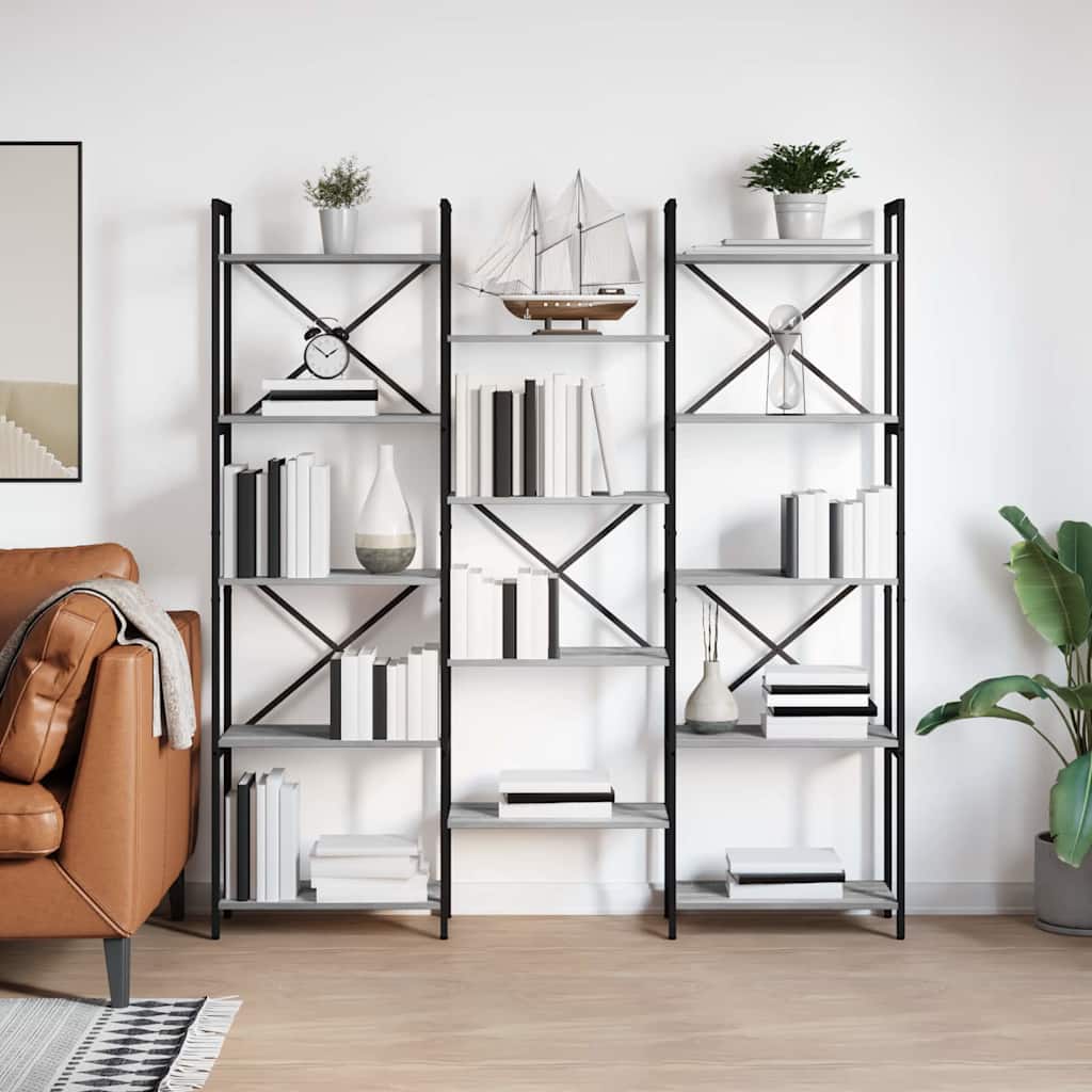 Bücherregal 156 x 25 x 167 cm Holzwerkstoff Grau Sonoma