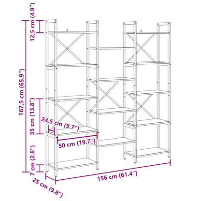 Bücherregal 156 x 25 x 167 cm Holzwerkstoff Grau Sonoma
