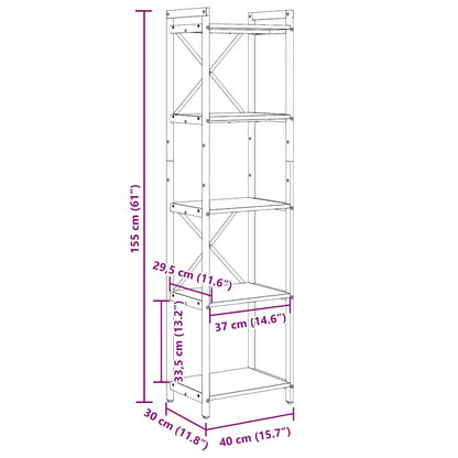Bücherregal 40 x 30 x 155 cm Holzwerkstoff Sonoma-Eiche