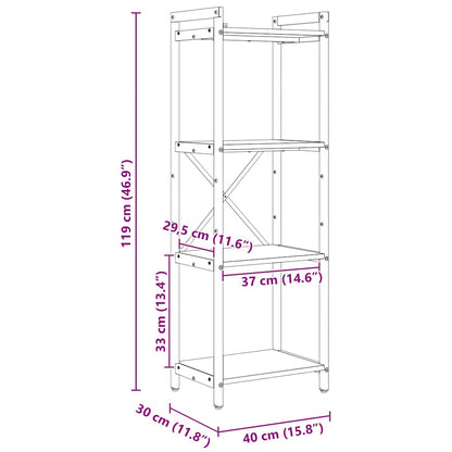 Bücherregal 40 x 30 x 119 cm Holzwerkstoff Schwarz Eichen-Optik