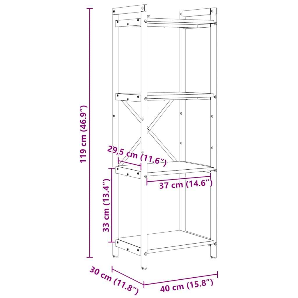 Bücherregal Grau Sonoma 40 x 30 x 118 cm Holzwerkstoff